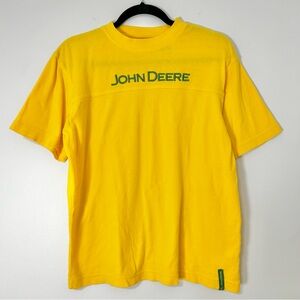 John Deere Kids Yellow Embroidered Logo Short Sleeve T-Shirt Size L 14-16